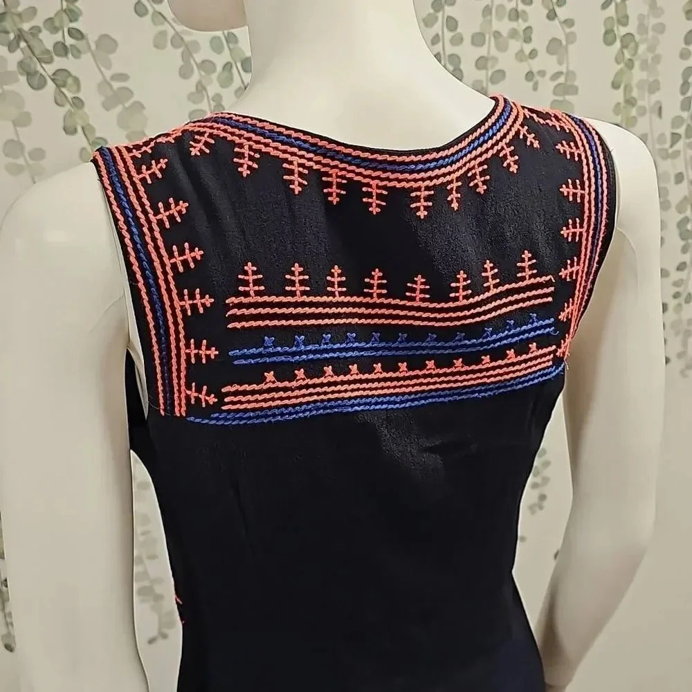 Gianni Bini Women's Embroidered Dress Size small Black Multicolor Sleeveless